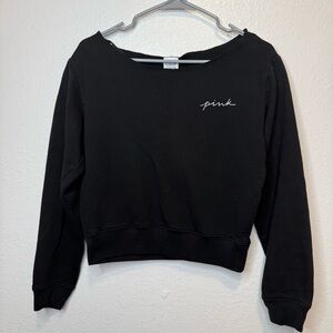 Pink by Victoria’s Secret Off The Shoulder Black Sweatshirt Bling Size Small